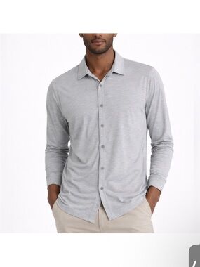 NAADAM Ultralight Button Up Shirt in Light Gray